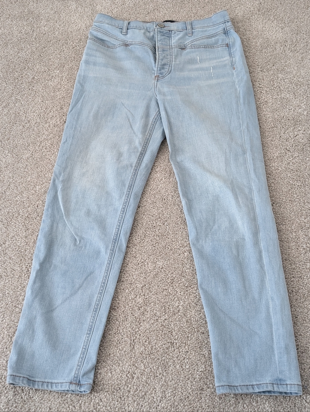 Express Original Light Washed Super High Rise Mom Button Up Jean 6